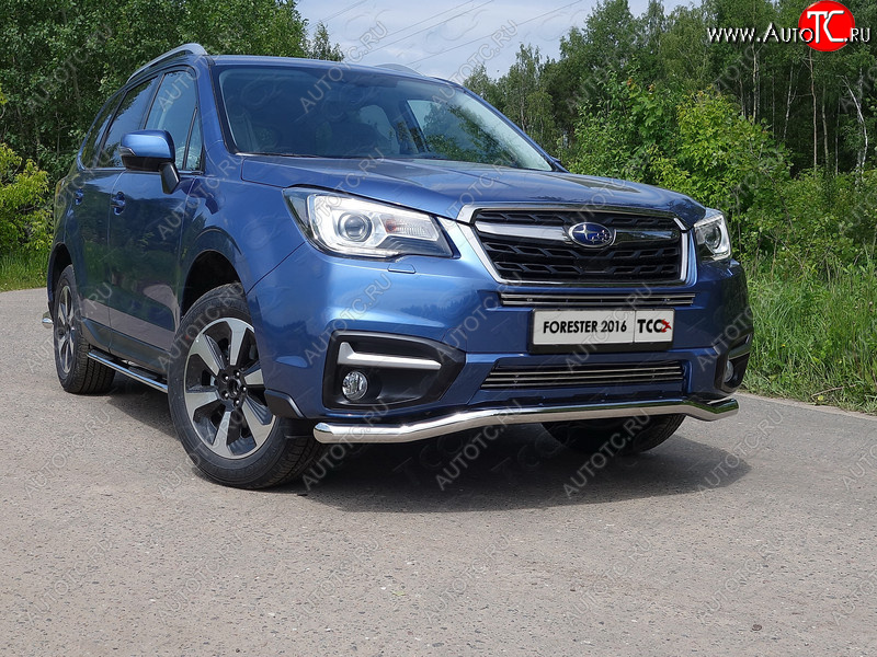 21 799 р. Защита переднего бампера нижняя d60,3 мм ТСС Тюнинг  Subaru Forester  SJ (2016-2019) рестайлинг (нрежавейка)  с доставкой в г. Таганрог