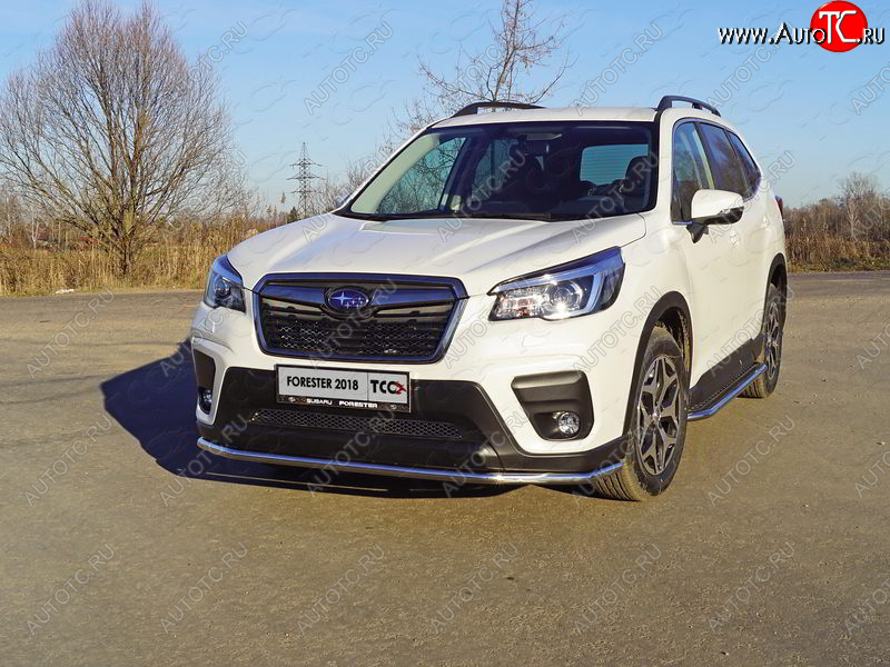 21 799 р. Защита переднего бампера нижняя d42,4 мм ТСС Тюнинг Subaru Forester SK/S14 дорестайлинг (2018-2021) (нержавейка)  с доставкой в г. Таганрог