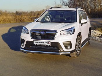 Защита переднего бампера нижняя овальная 75х42 мм ТСС Тюнинг Subaru Forester SK/S14 дорестайлинг (2018-2021)  (нержавейка)