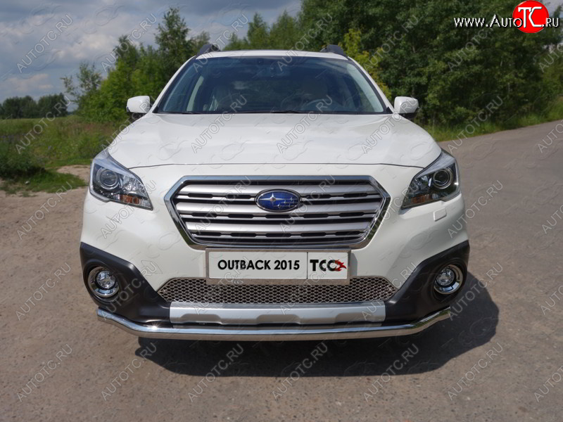 19 999 р. Защита переднего бампера нижняя d60,3 мм ТСС Тюнинг  Subaru Outback  BS/B15 (2014-2018) дорестайлинг универсал (нержавейка)  с доставкой в г. Таганрог