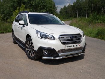 39 999 р. Защита переднего бампера нижняя с ДХО 60,3 мм ТСС Тюнинг  Subaru Outback  BS/B15 (2014-2018) дорестайлинг универсал (нержавейка)  с доставкой в г. Таганрог. Увеличить фотографию 1