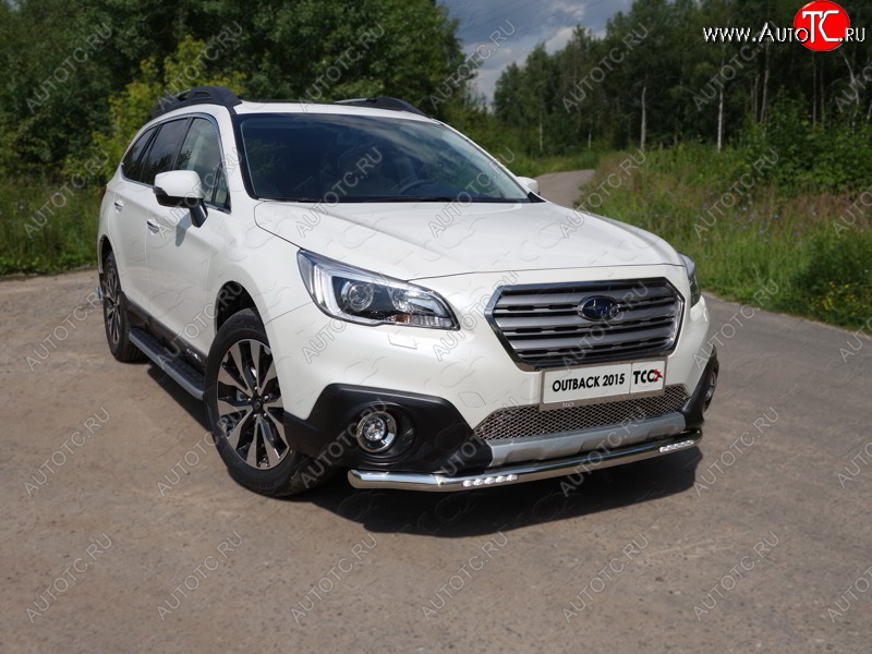 39 999 р. Защита переднего бампера нижняя с ДХО 60,3 мм ТСС Тюнинг  Subaru Outback  BS/B15 (2014-2018) дорестайлинг универсал (нержавейка)  с доставкой в г. Таганрог