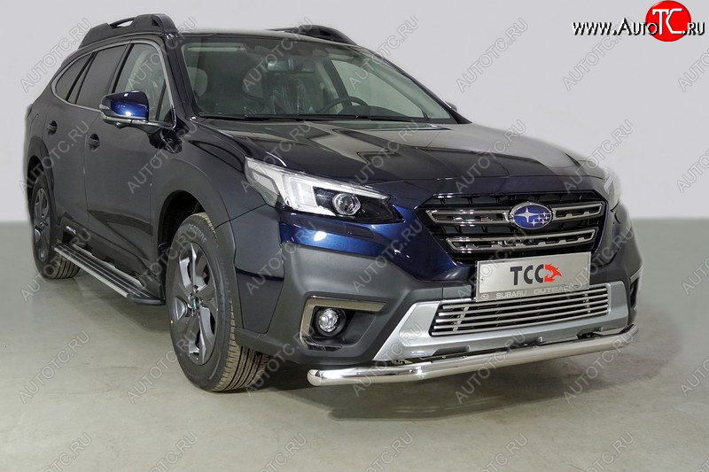 21 599 р. Защита переднего бампера нижняя d60,3 мм ТСС Тюнинг Subaru Outback BT универсал (2019-2024) (нержавейка)  с доставкой в г. Таганрог