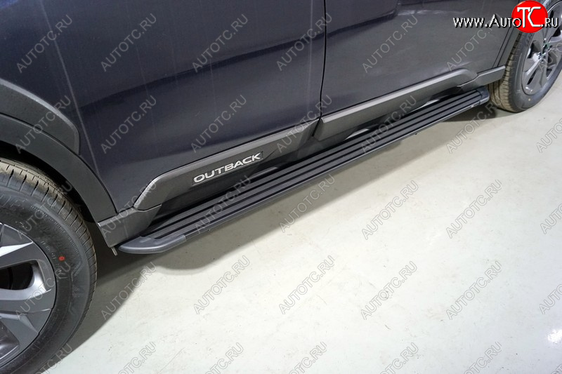 21 999 р. Пороги алюминиевые Slim Line ТСС Тюнинг  Subaru Outback  BT (2019-2025) универсал (Black)  с доставкой в г. Таганрог