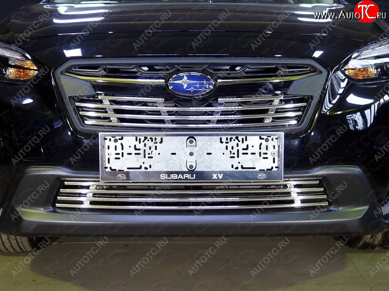 5 449 р. Нижняя декоративная вставка в бампер ТСС Тюнинг  Subaru XV  GT/G24 (2017-2021) дорестайлинг (d 12 мм)  с доставкой в г. Таганрог