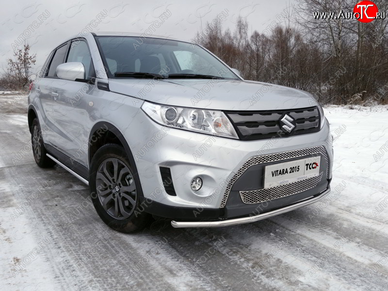 14 999 р. Защита переднего бампера нижняя d42,4 мм ТСС Тюнинг  Suzuki Vitara  LY (2015-2019) дорестайлинг (нержавейка)  с доставкой в г. Таганрог