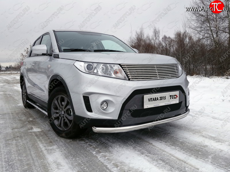 16 899 р. Защита переднего бампера нижняя d60,3 мм ТСС Тюнинг  Suzuki Vitara  LY (2015-2019) дорестайлинг (нержавейка)  с доставкой в г. Таганрог