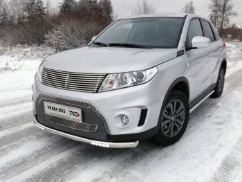 35 849 р. Защита переднего бампера нижняя с ДХО 60,3 мм ТСС Тюнинг  Suzuki Vitara  LY (2015-2019) дорестайлинг (нержавейка)  с доставкой в г. Таганрог. Увеличить фотографию 1