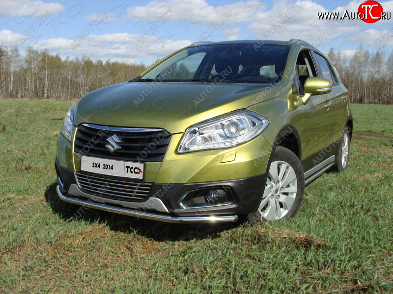 15 549 р. Защита переднего бампера нижняя d42,4 мм ТСС Тюнинг  Suzuki SX4  JYB, JYA (2013-2016) хэтчбэк дорестайлинг (нержавейка)  с доставкой в г. Таганрог