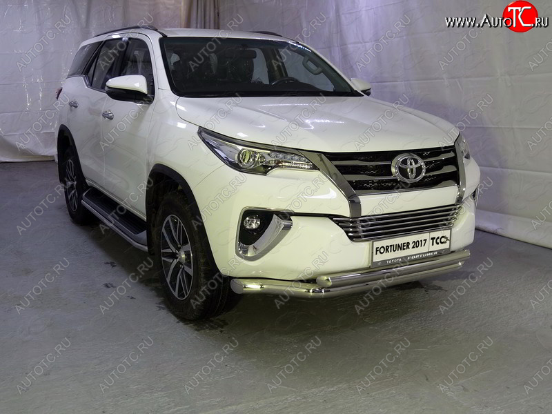 38 949 р. Защита передняя нижняя двойная 76,1*60,3 мм Тюнинг  Toyota Fortuner  AN160 (2015-2020) дорестайлинг (нержавейка)  с доставкой в г. Таганрог