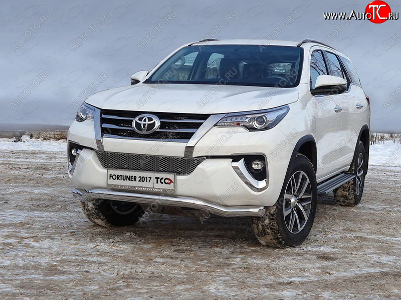 29 599 р. Защита переднего бампера волна d76,1 мм ТСС Тюнинг  Toyota Fortuner  AN160 (2015-2020) дорестайлинг (нержавейка)  с доставкой в г. Таганрог