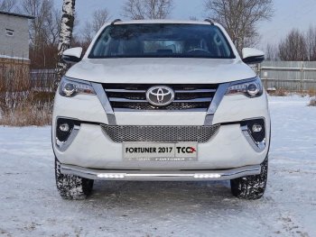 40 999 р. Защита переднего бампера нижняя с ДХО 76,1 мм ТСС Тюнинг  Toyota Fortuner  AN160 (2015-2020) дорестайлинг (нержавейка)  с доставкой в г. Таганрог. Увеличить фотографию 1