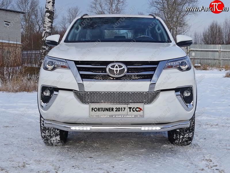 40 999 р. Защита переднего бампера нижняя с ДХО 76,1 мм ТСС Тюнинг  Toyota Fortuner  AN160 (2015-2020) дорестайлинг (нержавейка)  с доставкой в г. Таганрог