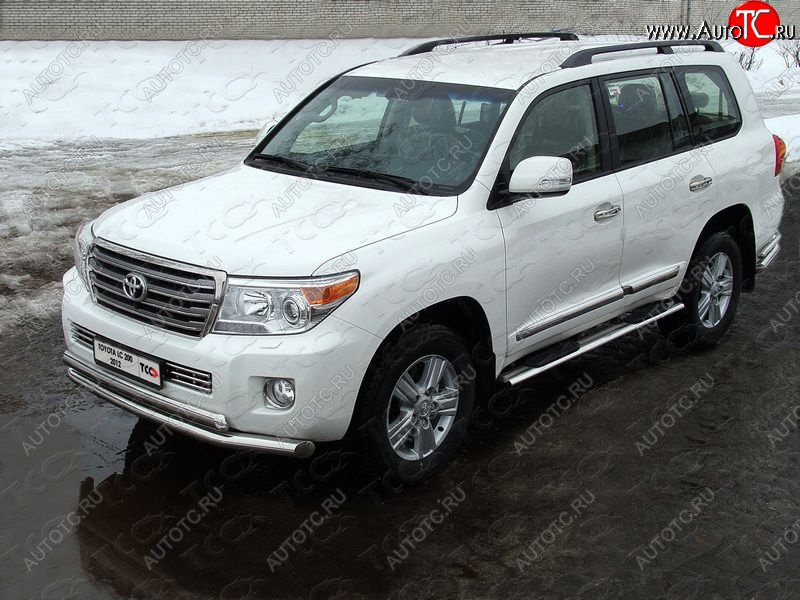 38 949 р. Защита передняя нижняя двойная 76,1*75 мм ТСС Тюнинг  Toyota Land Cruiser  200 (2012-2015) 1-ый рестайлинг (нержавейка)  с доставкой в г. Таганрог