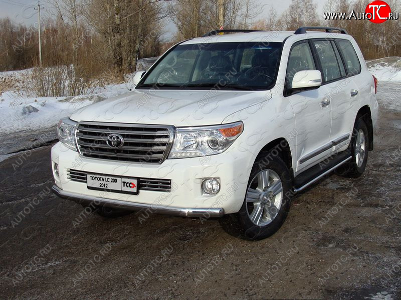 33 749 р. Защита передняя нижняя длинная 75*42 мм ТСС Тюнинг  Toyota Land Cruiser  200 (2012-2015) 1-ый рестайлинг (нержавейка)  с доставкой в г. Таганрог