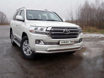 38 949 р. Защита передняя нижняя двойная 76,1*75 мм кроме EXECUTIVE ТСС Тюнинг  Toyota Land Cruiser  200 (2015-2021) 2-ой рестайлинг (нержавейка)  с доставкой в г. Таганрог. Увеличить фотографию 1