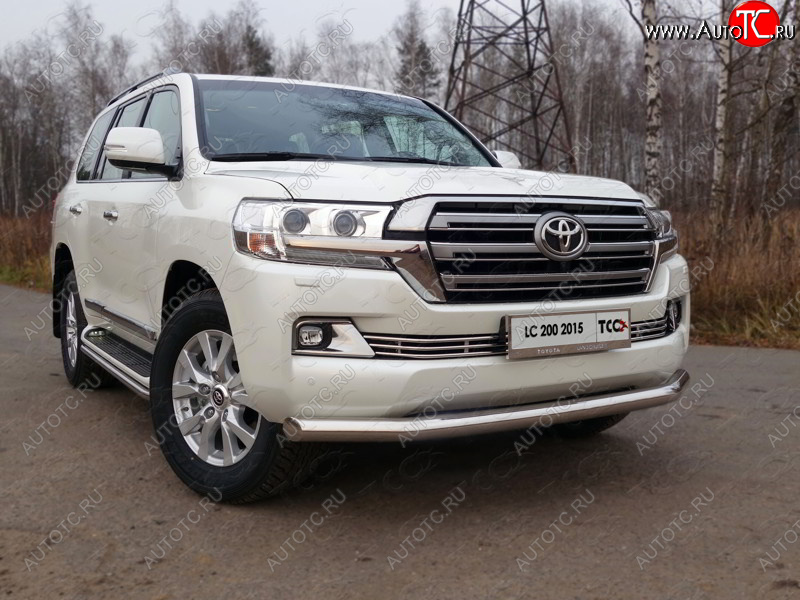 27 999 р. Защита переднего бампера нижняя d76,1 мм (кроме EXECUTIVE) ТСС Тюнинг Toyota Land Cruiser 200 2-ой рестайлинг (2015-2021) (нержавейка)  с доставкой в г. Таганрог