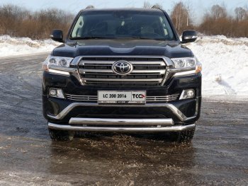 38 949 р. Защита передняя нижняя двойная 76,1*75 мм ТСС Тюнинг  Toyota Land Cruiser  200 (2015-2021) 2-ой рестайлинг (нержавейка)  с доставкой в г. Таганрог. Увеличить фотографию 1