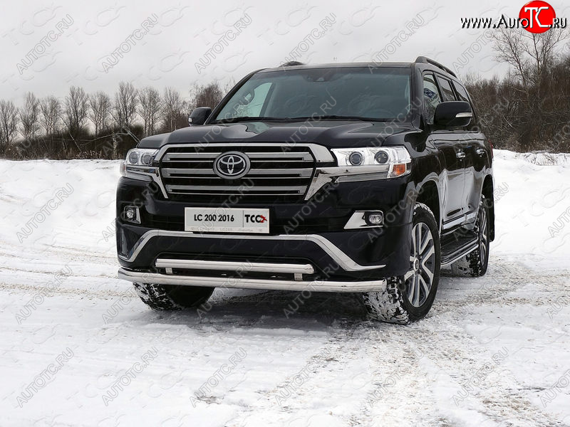 38 949 р. Защита передняя нижняя двойная 76,1*60,3 мм EXECUTIVE Тюнинг  Toyota Land Cruiser  200 (2015-2021) 2-ой рестайлинг (нержавейка)  с доставкой в г. Таганрог