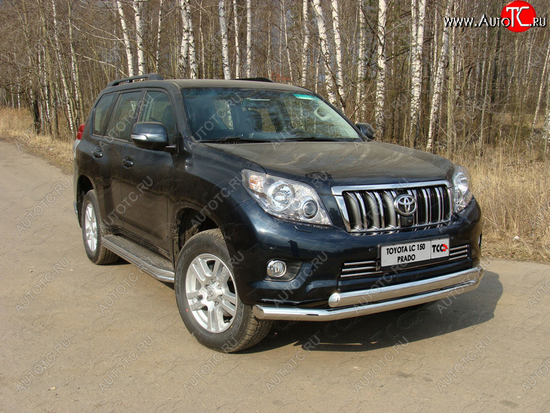 38 949 р. Защита переднего бампера нижняя d76,1*75 мм ТСС Тюнинг  Toyota Land Cruiser Prado  J150 (2009-2013) дорестайлинг (нержавейка)  с доставкой в г. Таганрог