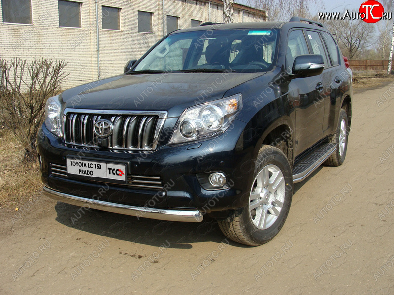 24 999 р. Защита переднего бампера нижняя 75*42 мм ТСС Тюнинг  Toyota Land Cruiser Prado  J150 (2009-2013) дорестайлинг (нержавейка)  с доставкой в г. Таганрог