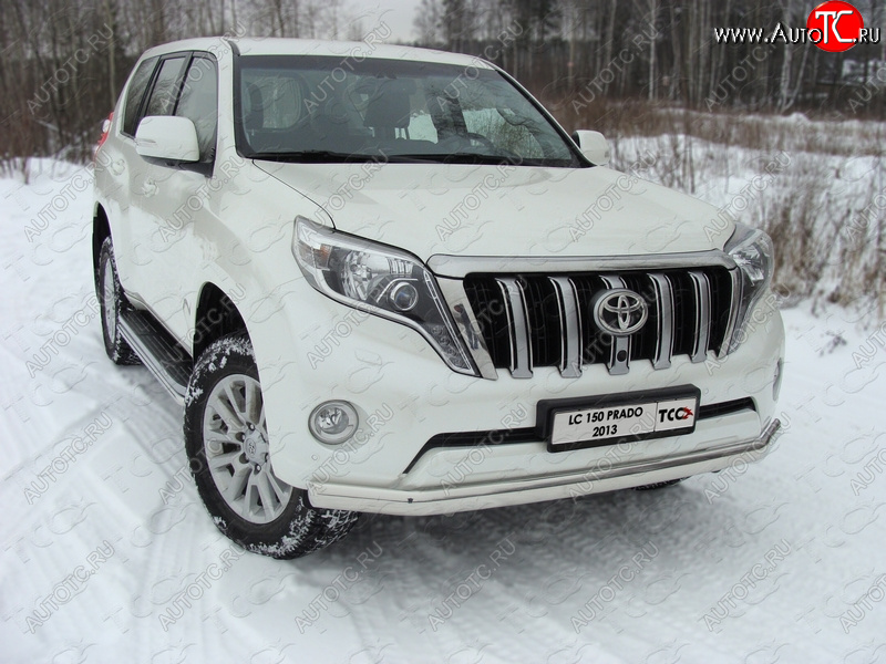 29 999 р. Защита переднего бампера нижняя 75*42 мм ТСС Тюнинг Toyota Land Cruiser Prado J150 1-ый рестайлинг (2013-2017) (нержавейка)  с доставкой в г. Таганрог