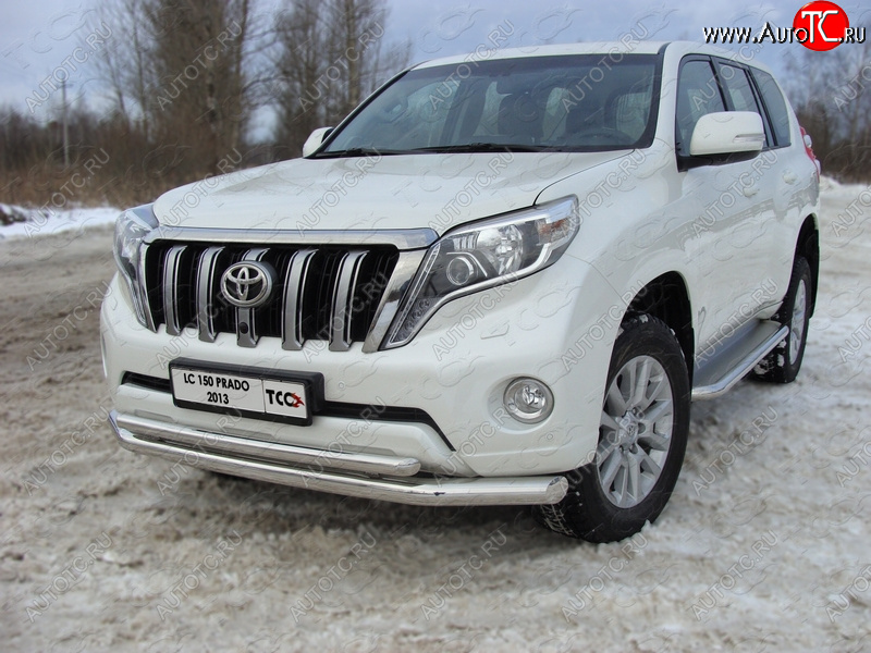 38 949 р. Защита переднего бампера нижняя d76,1*50,8 мм ТСС Тюнинг  Toyota Land Cruiser Prado  J150 (2013-2017) 1-ый рестайлинг (нержавейка)  с доставкой в г. Таганрог