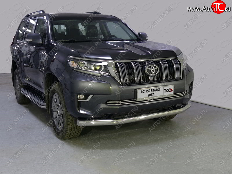 26 499 р. Защита переднего бампера нижняя 76,1 мм ТСС Тюнинг Toyota Land Cruiser Prado J150 2-ой рестайлинг (2017-2020) (нержавейка)  с доставкой в г. Таганрог