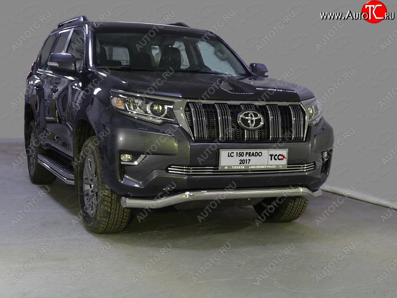 29 599 р. Защита переднего бампера волна d76,1 мм ТСС Тюнинг Toyota Land Cruiser Prado J150 2-ой рестайлинг (2017-2020) (нержавейка)  с доставкой в г. Таганрог