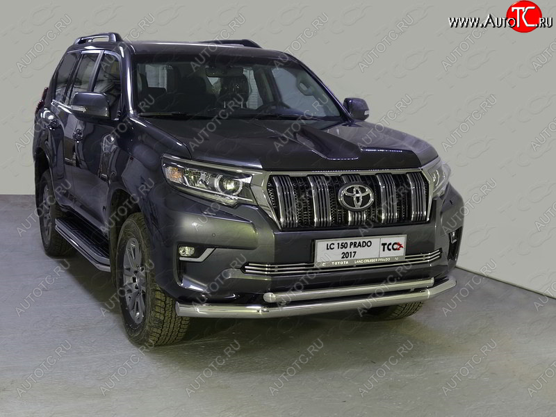 38 949 р. Защита передняя нижняя двойная 76,1*50,8 мм Тюнинг Toyota Land Cruiser Prado J150 2-ой рестайлинг (2017-2020) (нержавейка)  с доставкой в г. Таганрог