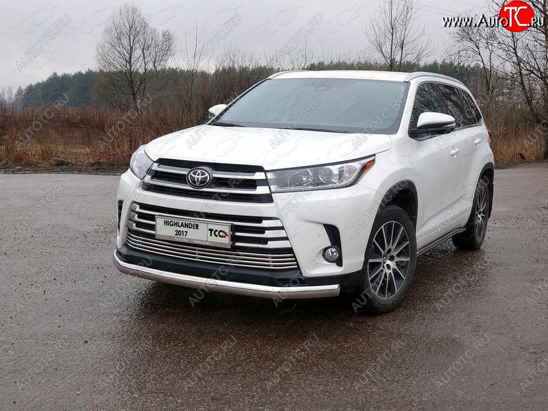 26 999 р. Защита переднего бампера овальная 75х42 мм ТСС Тюнинг Toyota Highlander XU50 рестайлинг (2016-2020) (нержавейка)  с доставкой в г. Таганрог