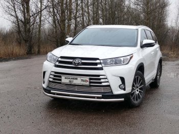 Защита переднего бампера нижняя двойная 60*42,4 мм ТСС Тюнинг Toyota Highlander XU50 рестайлинг (2016-2020)  (нержавейка)