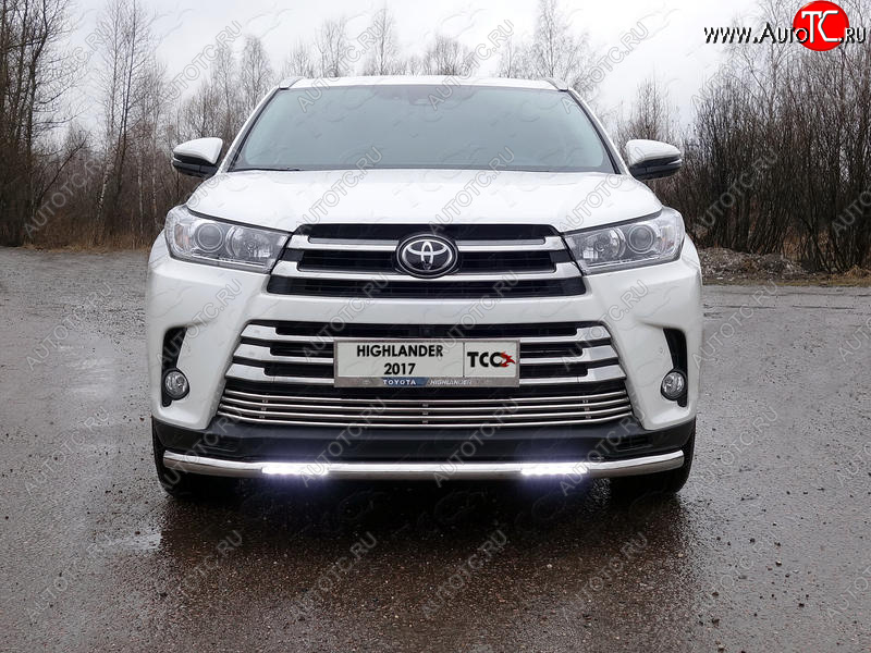 39 999 р. Защита переднего бампера нижняя с ДХО 60,3 мм ТСС Тюнинг Toyota Highlander XU50 рестайлинг (2016-2020) (нержавейка)  с доставкой в г. Таганрог