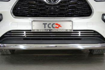 12 749 р. Нижняя декоративная вставка в бампер ТСС Тюнинг  Toyota Highlander  XU70 (2020-2025) (d 12 мм)  с доставкой в г. Таганрог. Увеличить фотографию 1