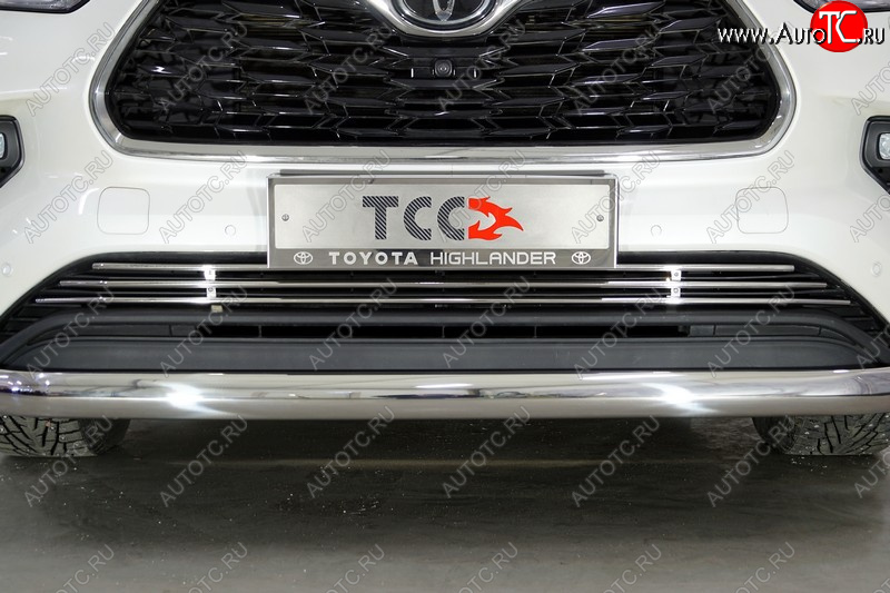 12 749 р. Нижняя декоративная вставка в бампер ТСС Тюнинг  Toyota Highlander  XU70 (2020-2025) (d 12 мм)  с доставкой в г. Таганрог