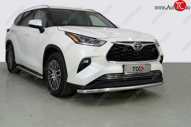 21 599 р. Защита переднего бампера нижняя d60,3 мм ТСС Тюнинг  Toyota Highlander  XU70 (2020-2025) (нержавейка)  с доставкой в г. Таганрог