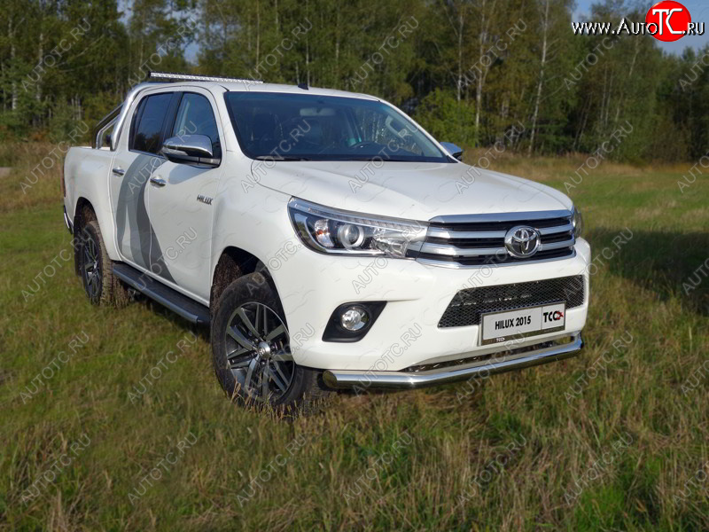 22 999 р. Защита переднего бампера нижняя d76,1 мм ТСС Тюнинг  Toyota Hilux  AN120 (2016-2020) дорестайлинг (нержавейка)  с доставкой в г. Таганрог