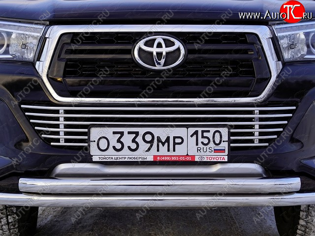 11 299 р. Нижняя декоративная вставка в бампер ТСС Тюнинг  Toyota Hilux  AN120 (2017-2020) 1-ый рестайлинг (d 12 мм)  с доставкой в г. Таганрог