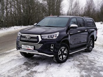 26 899 р. Защита переднего бампера волна d60,3 мм (Exclusive) ТСС Тюнинг  Toyota Hilux  AN120 (2017-2020) 1-ый рестайлинг (нержавейка)  с доставкой в г. Таганрог. Увеличить фотографию 1