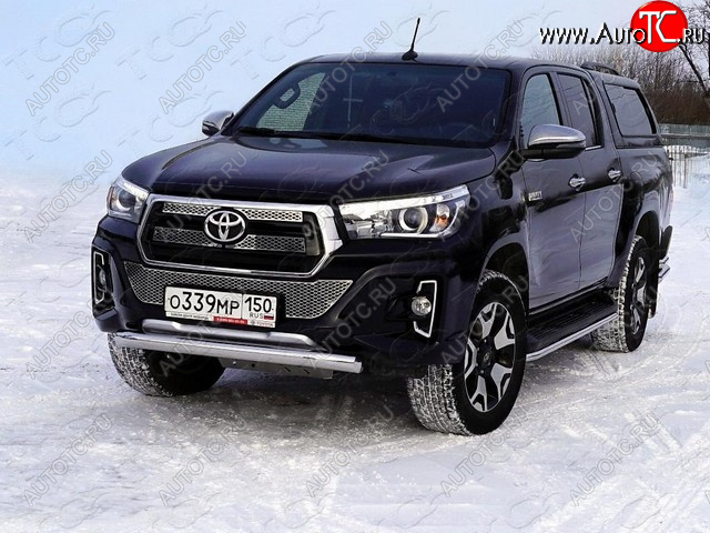 20 499 р. Защита переднего бампера нижняя 76,1 мм ТСС Тюнинг  Toyota Hilux  AN120 (2016-2020) дорестайлинг, 1-ый рестайлинг (нержавейка)  с доставкой в г. Таганрог