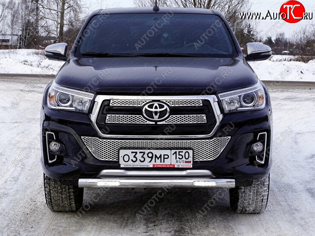 39 699 р. Защита переднего бампера нижняя с ДХО 76,1 мм ТСС Тюнинг  Toyota Hilux  AN120 (2017-2020) 1-ый рестайлинг (нержавейка)  с доставкой в г. Таганрог