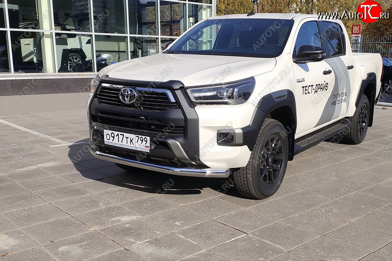 22 599 р. Защита переднего бампера нижняя 76,1 мм ТСС Тюнинг  Toyota Hilux  AN120 (2020-2024) 2-ой рестайлинг (нержавейка)  с доставкой в г. Таганрог