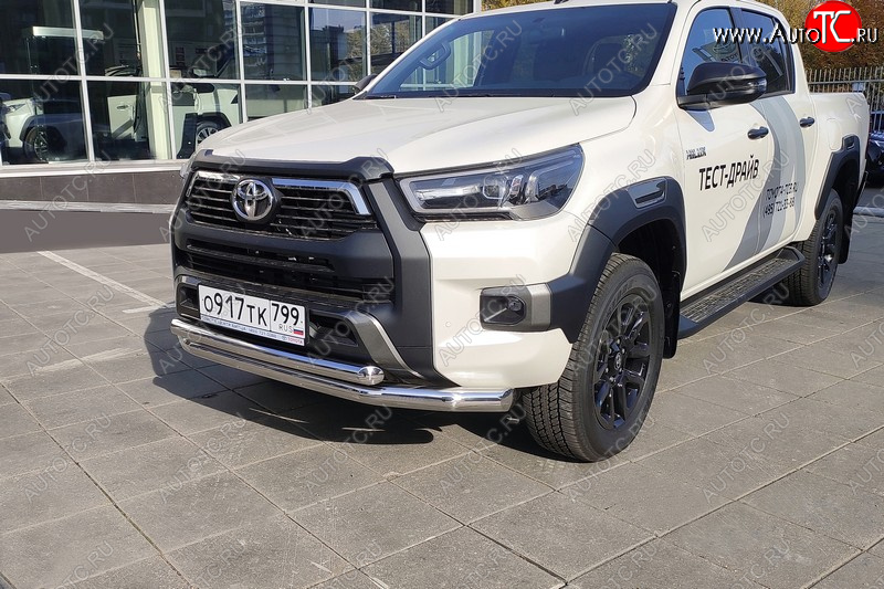 42 999 р. Защита передняя нижняя двойная 76,1*60,3 мм Тюнинг  Toyota Hilux  AN120 (2020-2025) 2-ой рестайлинг (нержавейка)  с доставкой в г. Таганрог