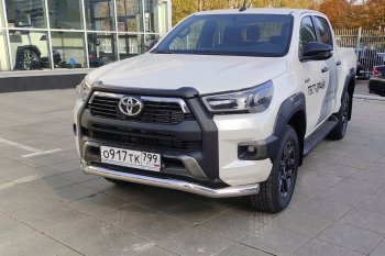 27 999 р. Защита переднего бампера волна d76,1 мм ТСС Тюнинг  Toyota Hilux  AN120 (2020-2025) 2-ой рестайлинг (нержавейка)  с доставкой в г. Таганрог. Увеличить фотографию 1