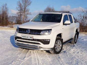 33 999 р. Защита передняя нижняя двойная 76,1*75 мм ТСС Тюнинг  Volkswagen Amarok (2016-2022) рестайлинг (нержавейка)  с доставкой в г. Таганрог. Увеличить фотографию 1