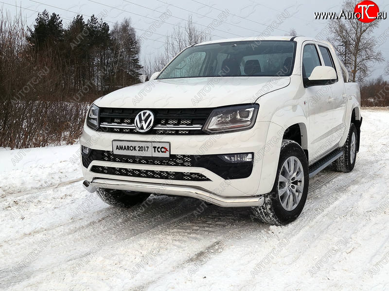 24 949 р. Защита переднего бампера кенгурин 76,1 мм ТСС Тюнинг  Volkswagen Amarok (2016-2022) рестайлинг (нержавейка)  с доставкой в г. Таганрог