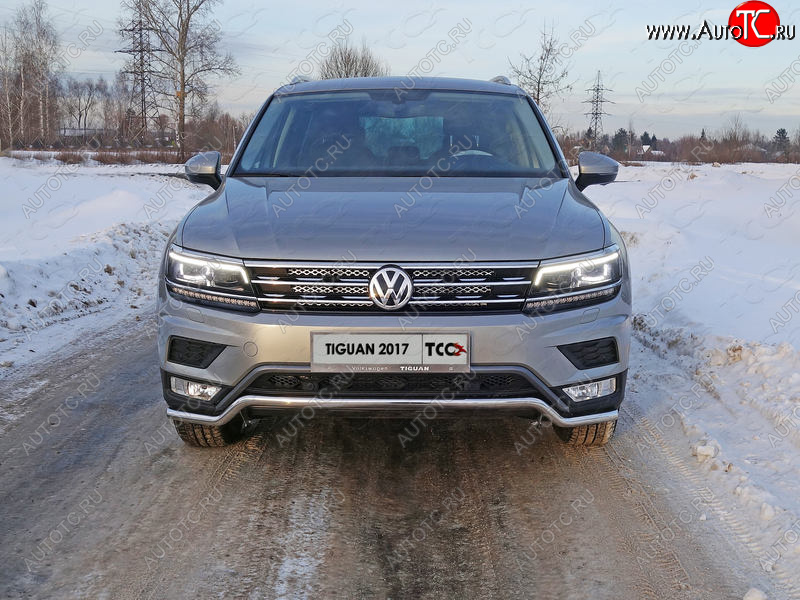 16 899 р. Защита переднего бампера нижняя d42,4 мм ТСС Тюнинг  Volkswagen Tiguan  Mk2 (2016-2020) дорестайлинг (нержавейка)  с доставкой в г. Таганрог