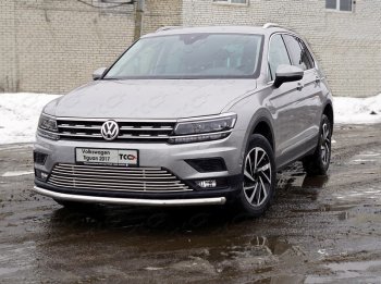 18 999 р. Защита переднего бампера нижняя d60,3 мм ТСС Тюнинг  Volkswagen Tiguan  Mk2 (2016-2020) дорестайлинг (нержавейка)  с доставкой в г. Таганрог. Увеличить фотографию 1