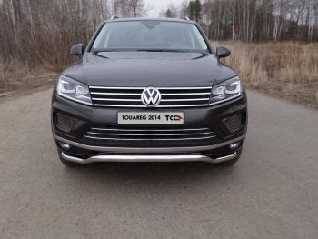 26 499 р. Защита передняя нижняя кенгурин 60,3 мм ТСС Тюнинг  Volkswagen Touareg  NF (2014-2018) рестайлинг (нержавейка)  с доставкой в г. Таганрог. Увеличить фотографию 1