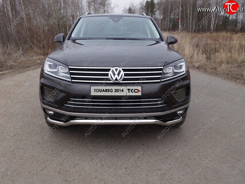 26 499 р. Защита передняя нижняя кенгурин 60,3 мм ТСС Тюнинг  Volkswagen Touareg  NF (2014-2018) рестайлинг (нержавейка)  с доставкой в г. Таганрог